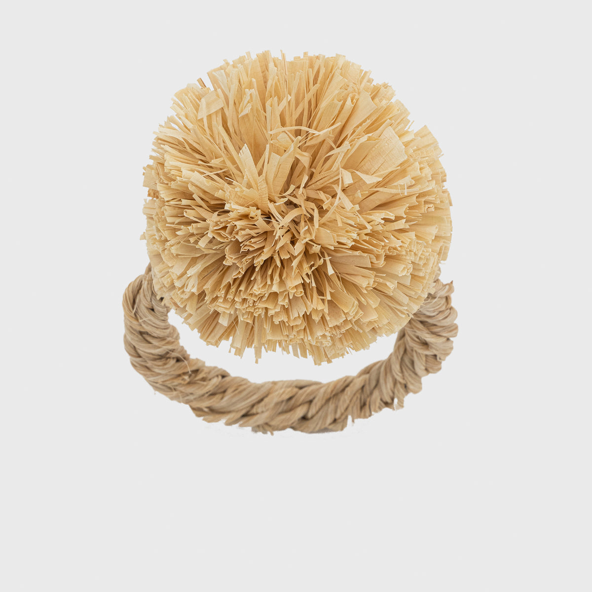 Joanna Buchanan - Straw Pompom Napkin Rings - Set of 4 Black