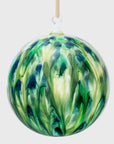 Feather paint large glass balls, green, set of two