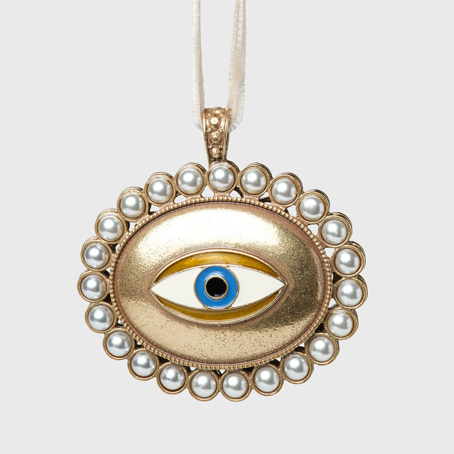 Pearly evil eye hanging ornament