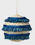 Ruffle straw balls, set of four, blue