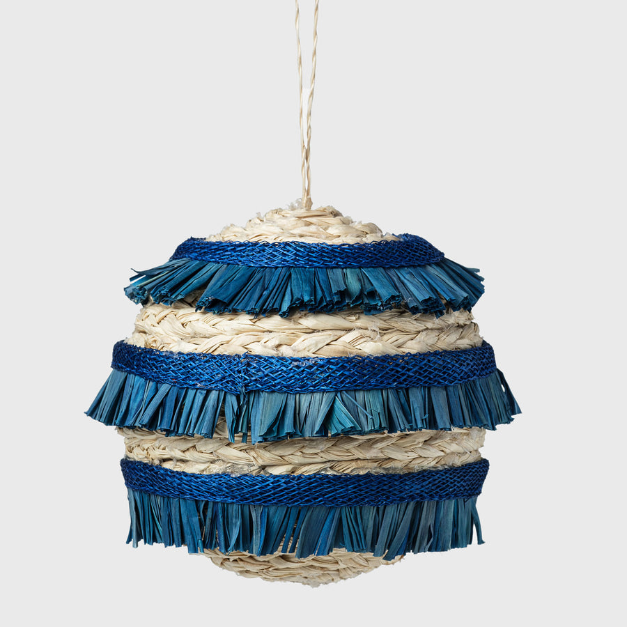 Ruffle straw balls, set of four, blue