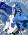 Damask print tablecloth, blue