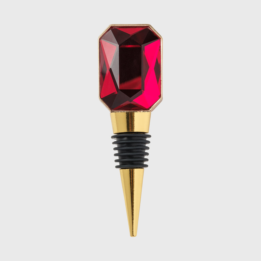 Single gem wine stopper, red