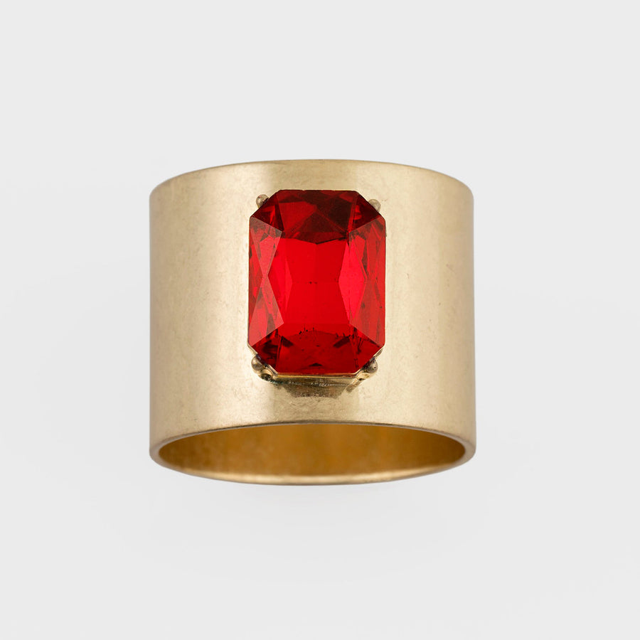 Single gem napkin rings, bright red, set of two