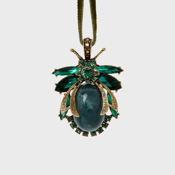 Vintage bug hanging ornament, emerald