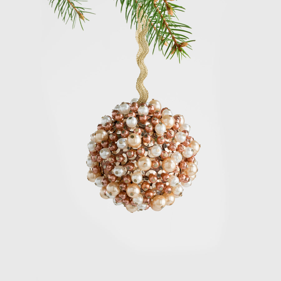 Multi pearl ball ornament, champagne and topaz