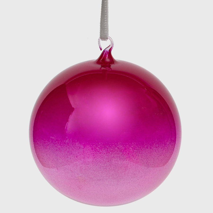 Glass bubble balls, bright pink ombre,  set of three