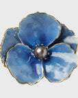 Enamel flower napkin rings, blue, set of four