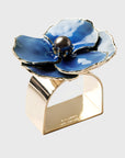 Enamel flower napkin rings, blue, set of four