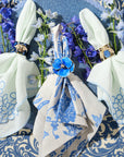 Damask print tablecloth, blue