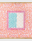 Joyful block print napkin, pink, set of two