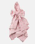 Bow linen napkin, red stripe, set of two