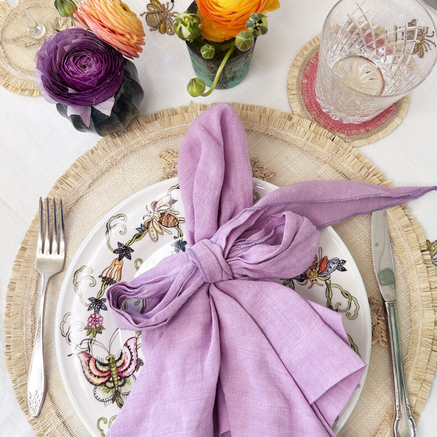 Bow linen napkin, lilac, set of two