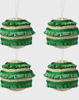 Ruffle straw balls, set of four, green