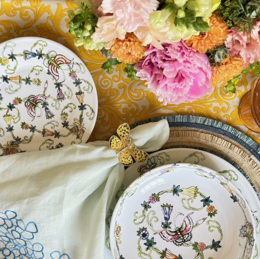 Hydrangea dinner napkins, blue, set of two