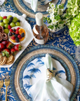 Damask print tablecloth, blue